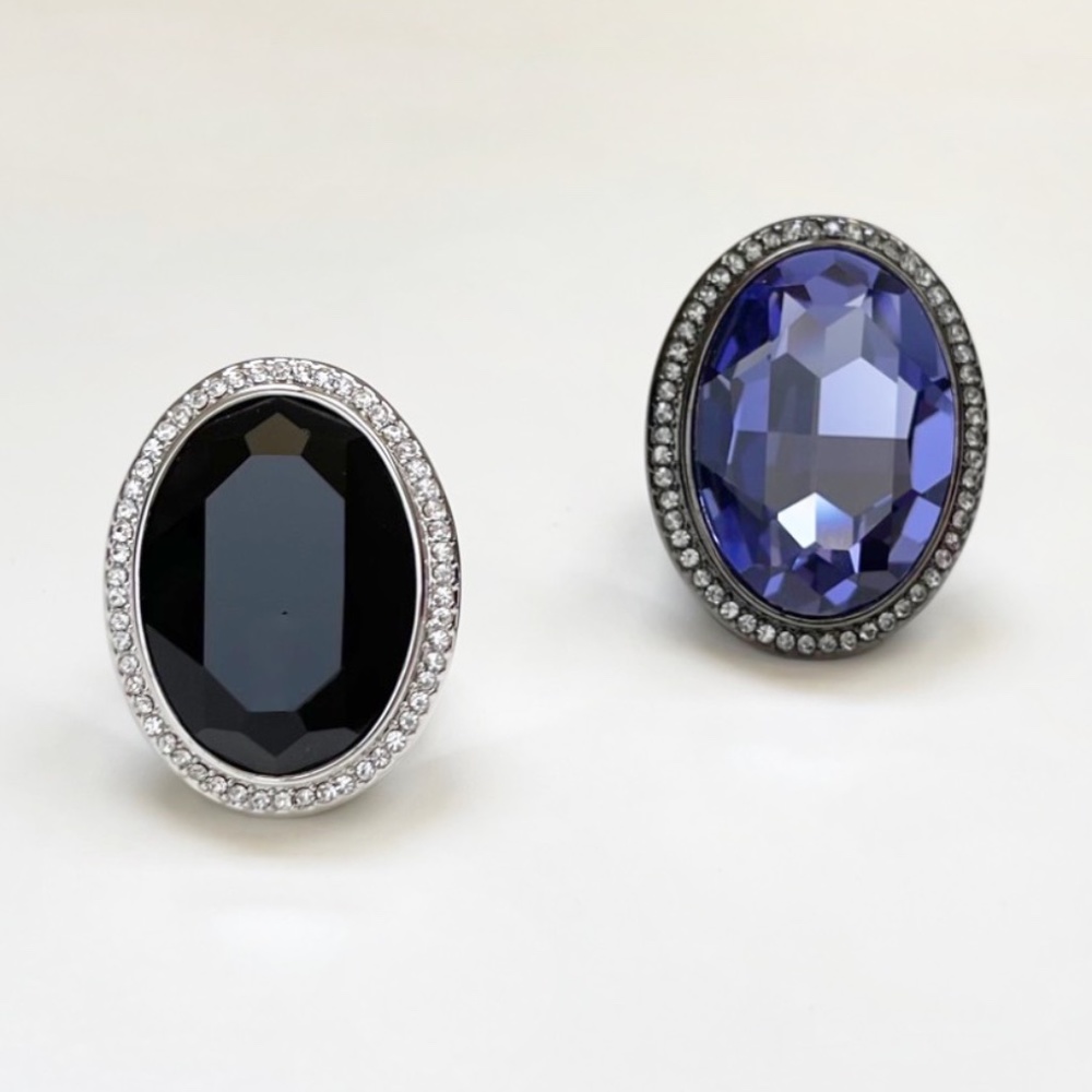 Nordstrom Black and Amethyst CZ Cocktail Ring Set